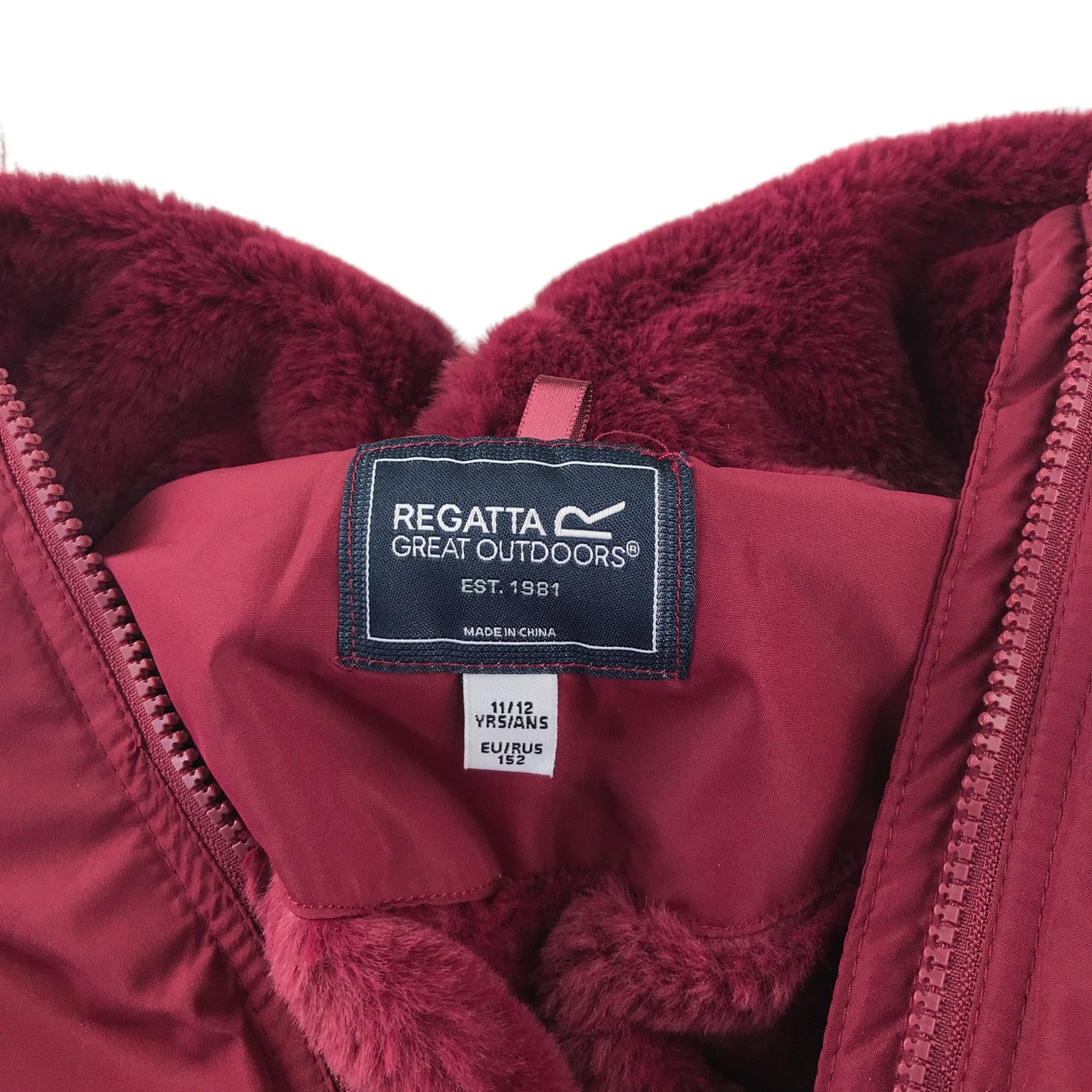 Regatta jacket 11-12 years burgundy parka fluffy and warm lining