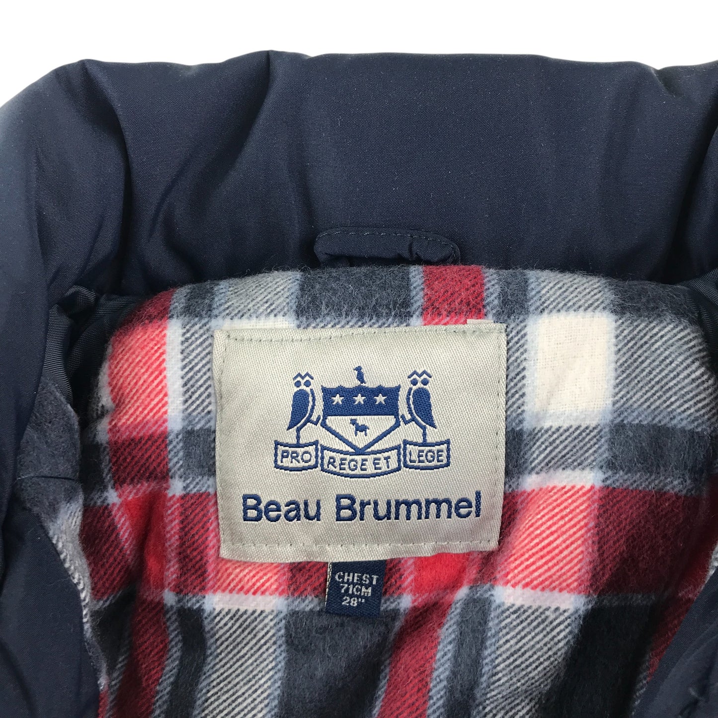 Beau Brummel light jacket chest 28inch kids navy warm lined shower resistant tuck hood