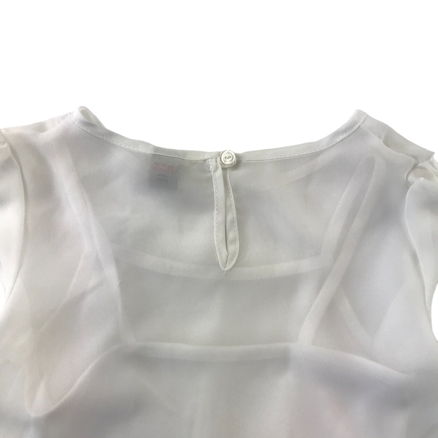 Tu Blouse Age 6 White Chiffon Style See Through T-shirt with white sleeveless under top