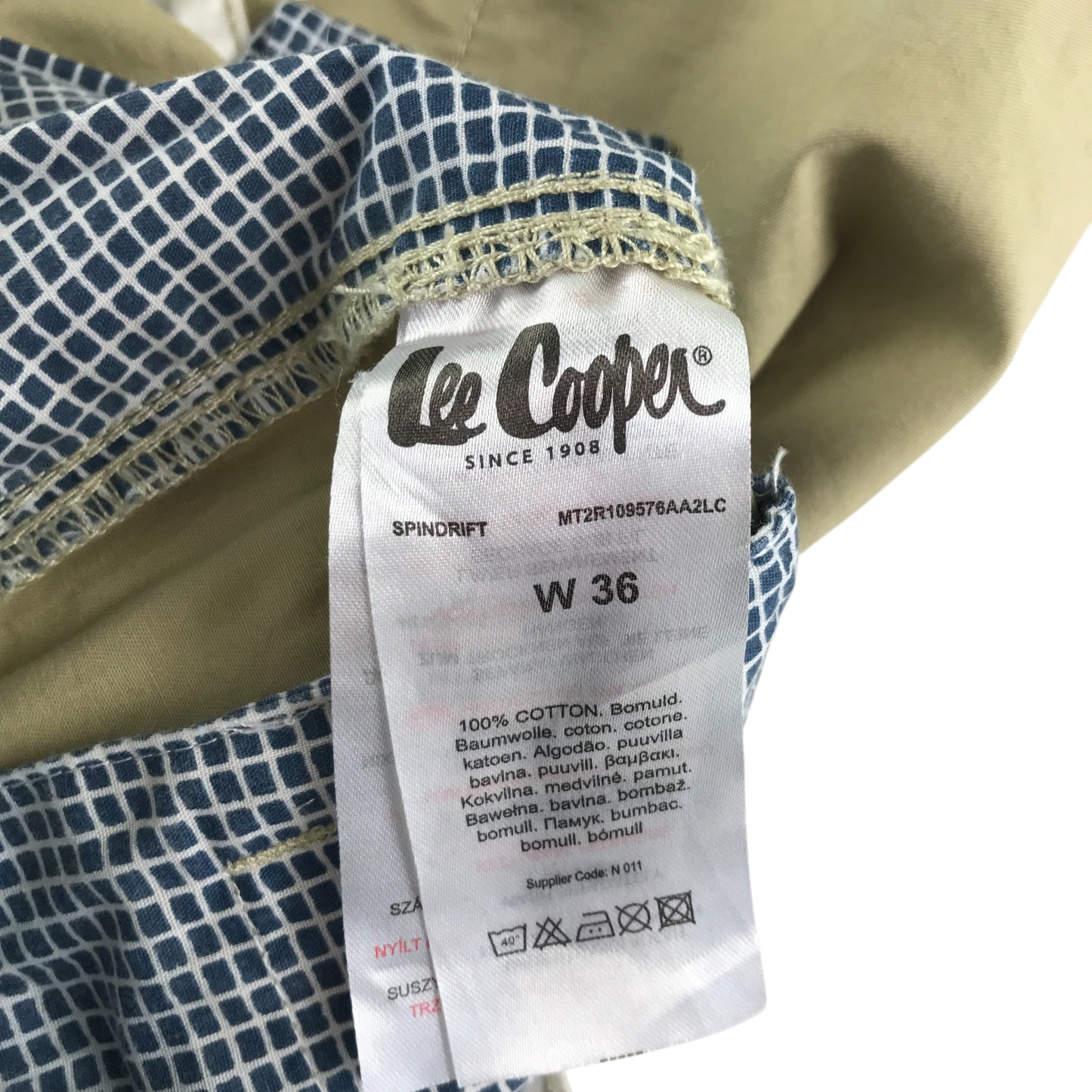 Lee Cooper shorts men's waist 36inch pale khaki chino style cotton
