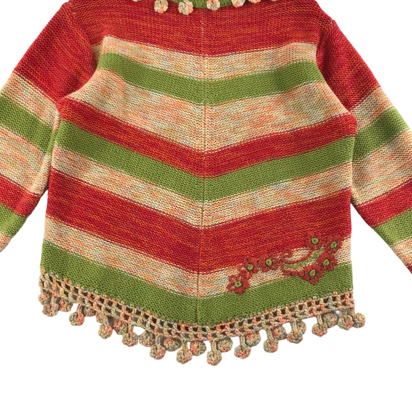 Pampolina Jumper Age 5 Red Green Multicolour Stripy Turtle Neck