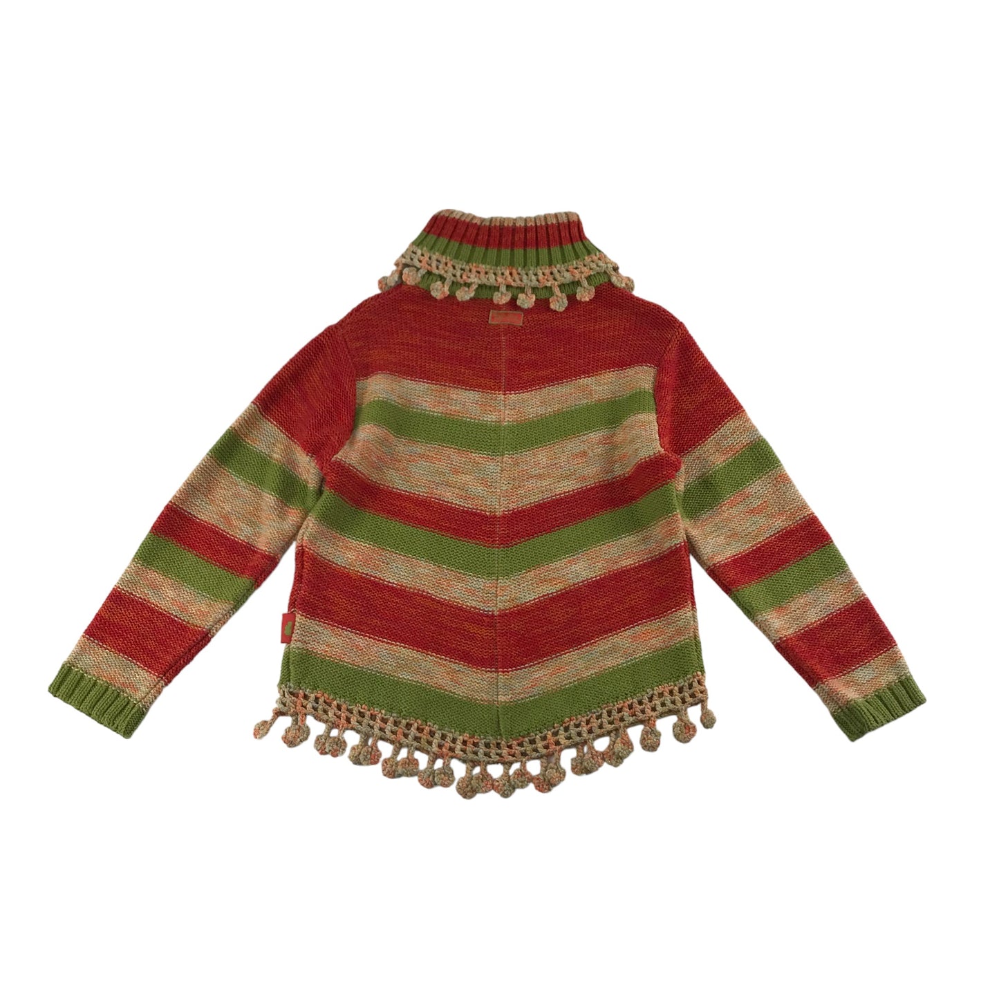 Pampolina Jumper Age 5 Red Green Multicolour Stripy Turtle Neck