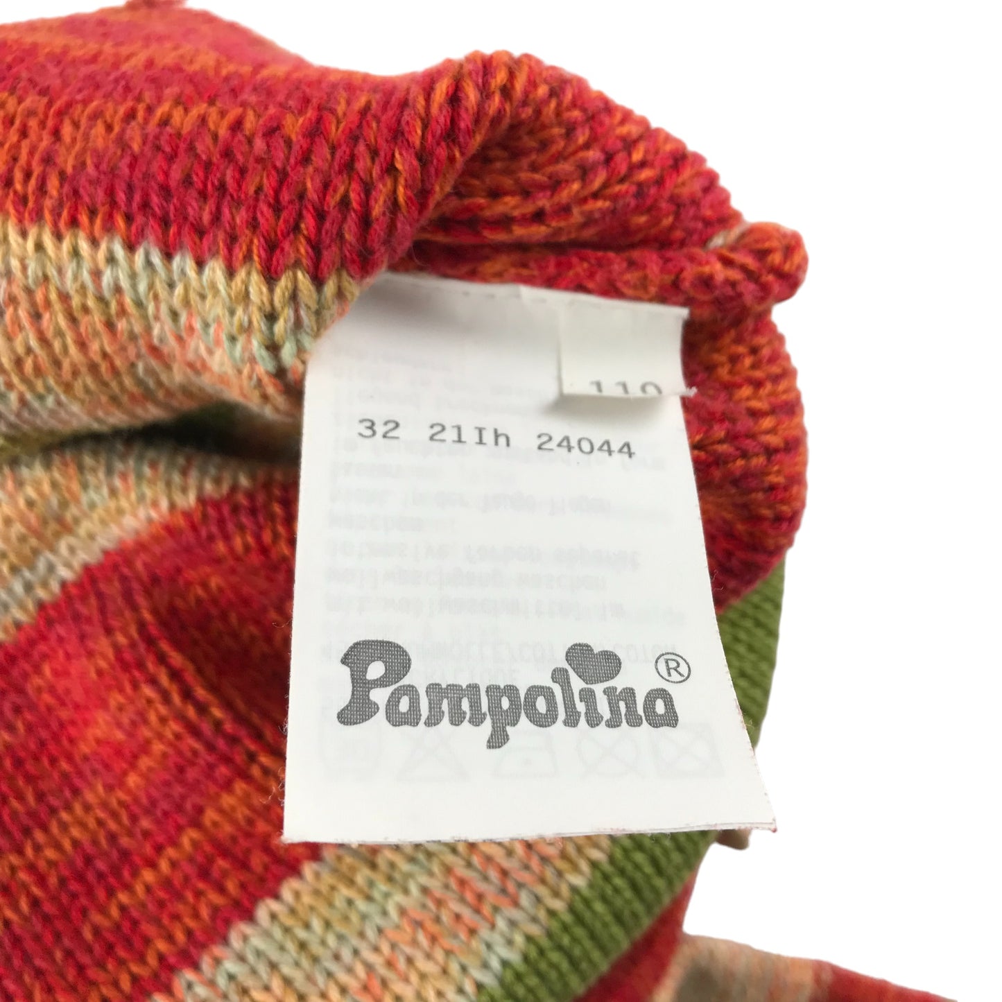 Pampolina Jumper Age 5 Red Green Multicolour Stripy Turtle Neck