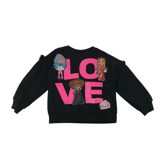 Matalan Sweater Age 5 Black Love LOL Print Jersey Frill Details Cotton