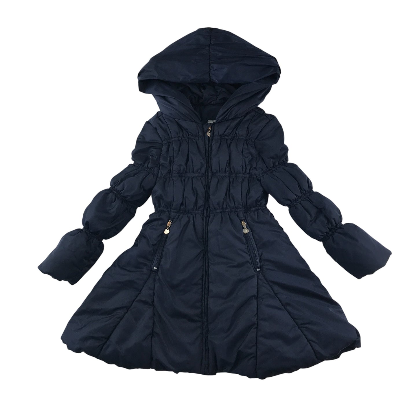 A-Dee jacket 7-8 years navy tiered sleeves puffer water resistant