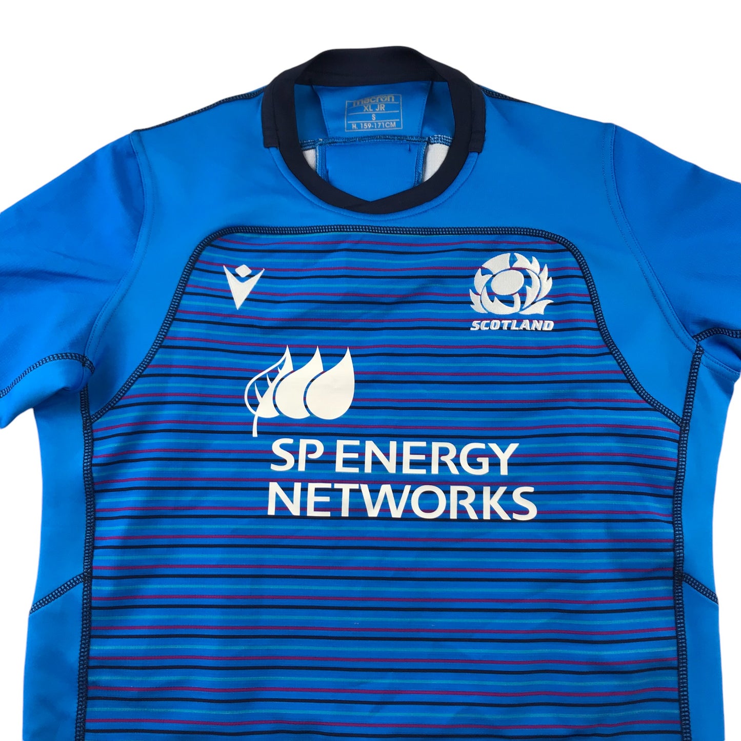Macron Rugby Top Men's S Blue with Black and Purple Stripes