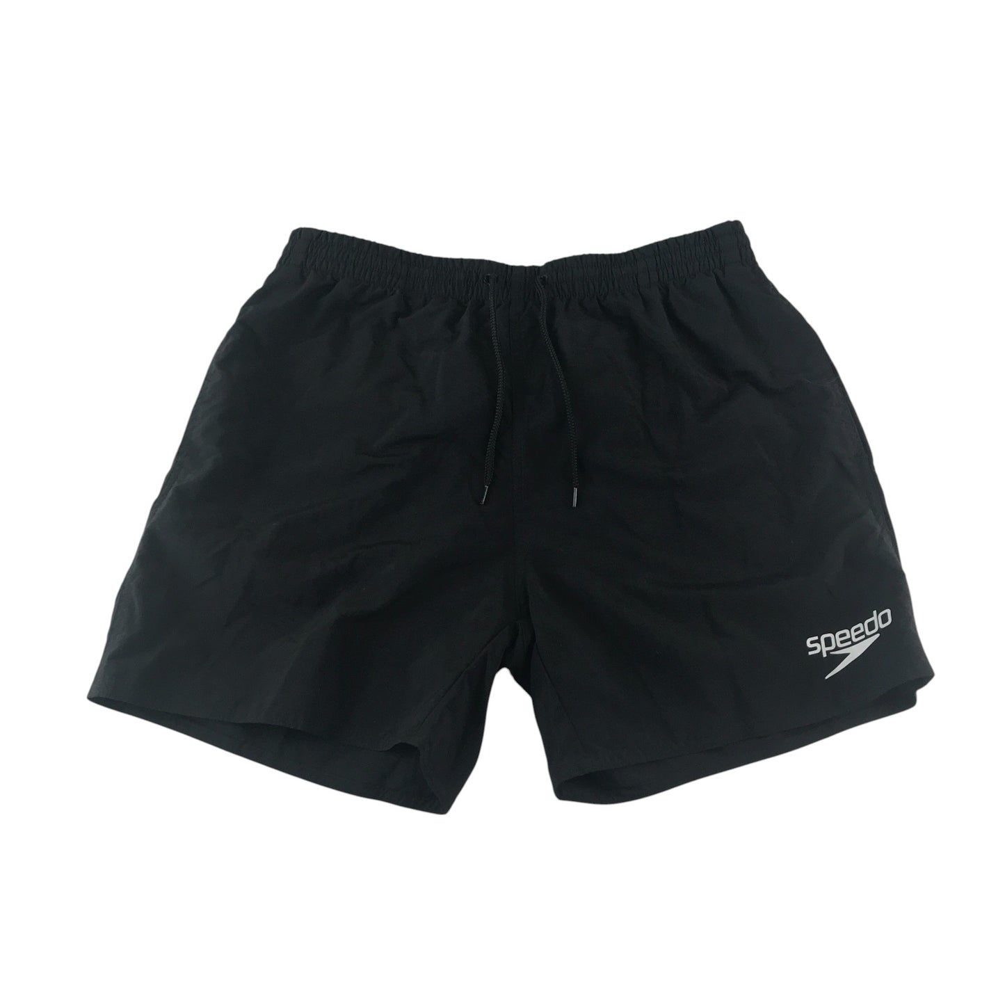 Speedo swim trunks men's M black plain with logo and mesh lining