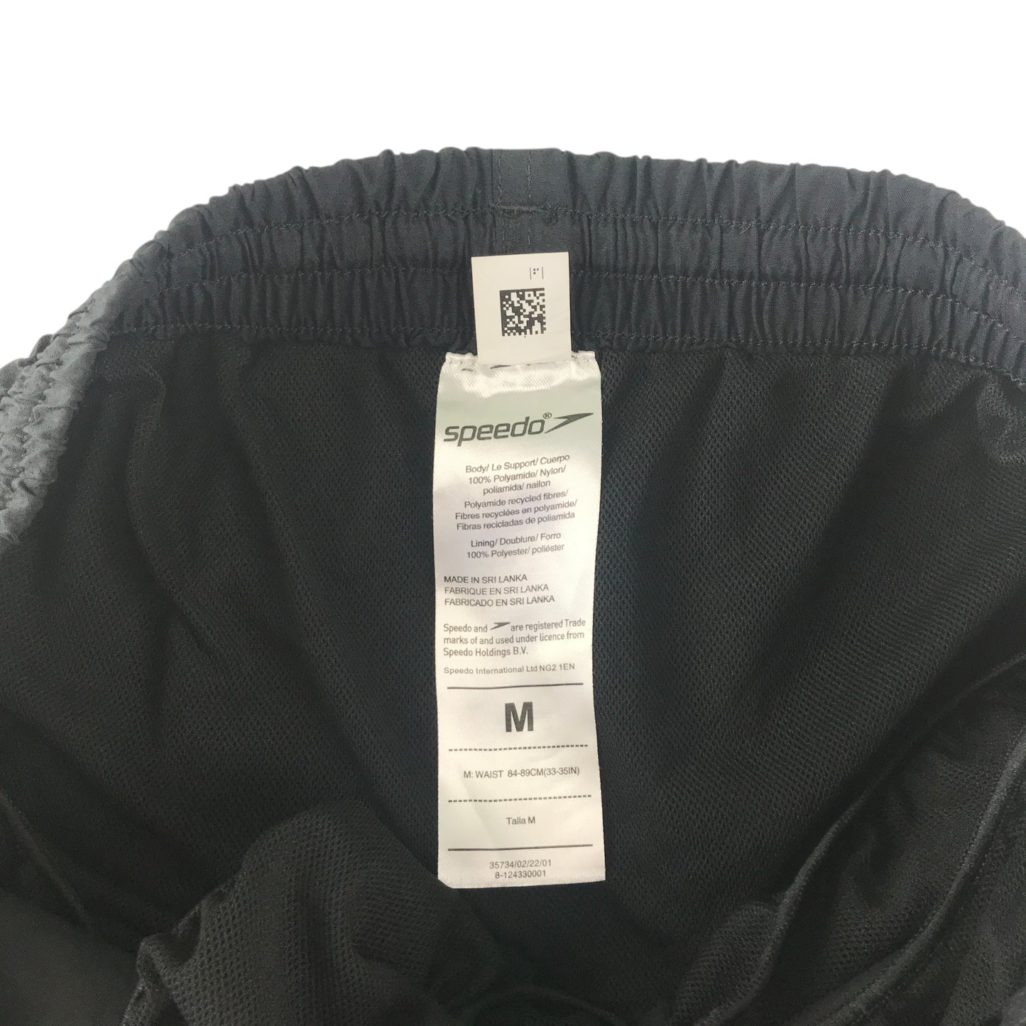 Speedo swim trunks men's M black plain with logo and mesh lining