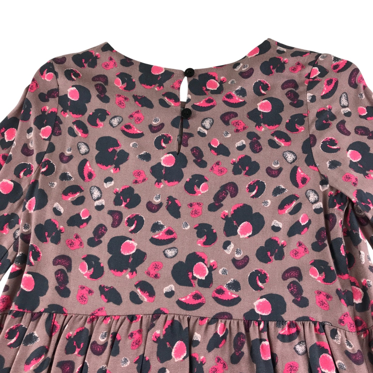 Nutmeg Dress 8-9 years pink graphic design long tiered a-line dress