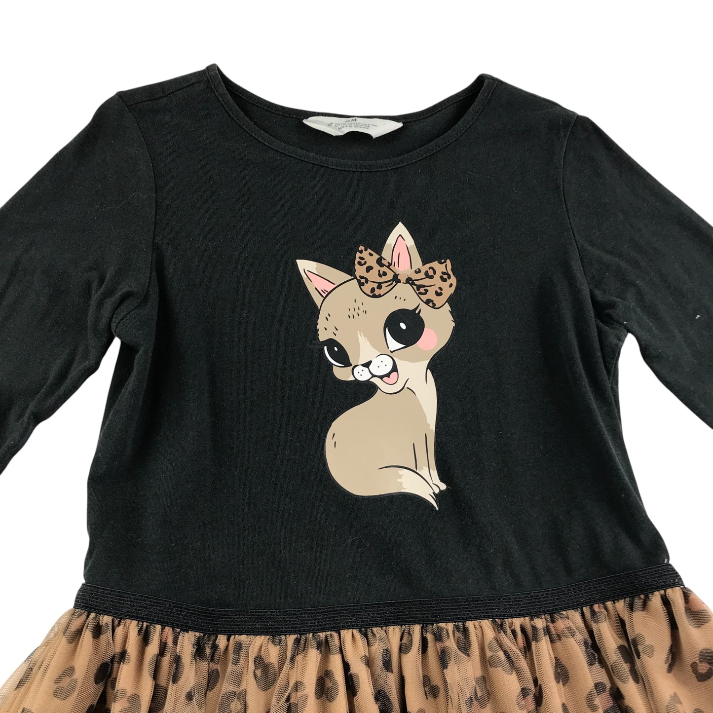 H&M Dress 9-10 years black t-shirt dress with animal tulle shirt