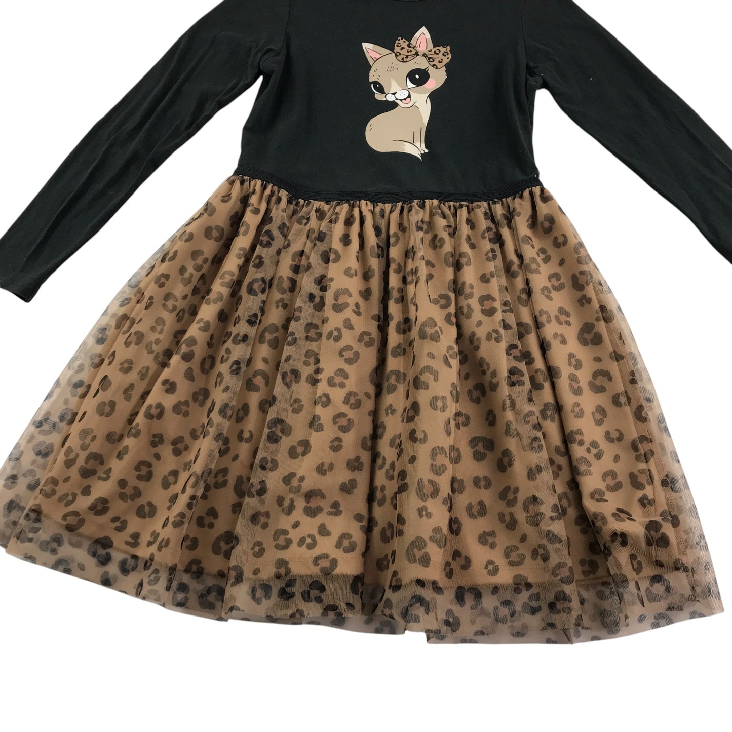 H&M Dress 9-10 years black t-shirt dress with animal tulle shirt