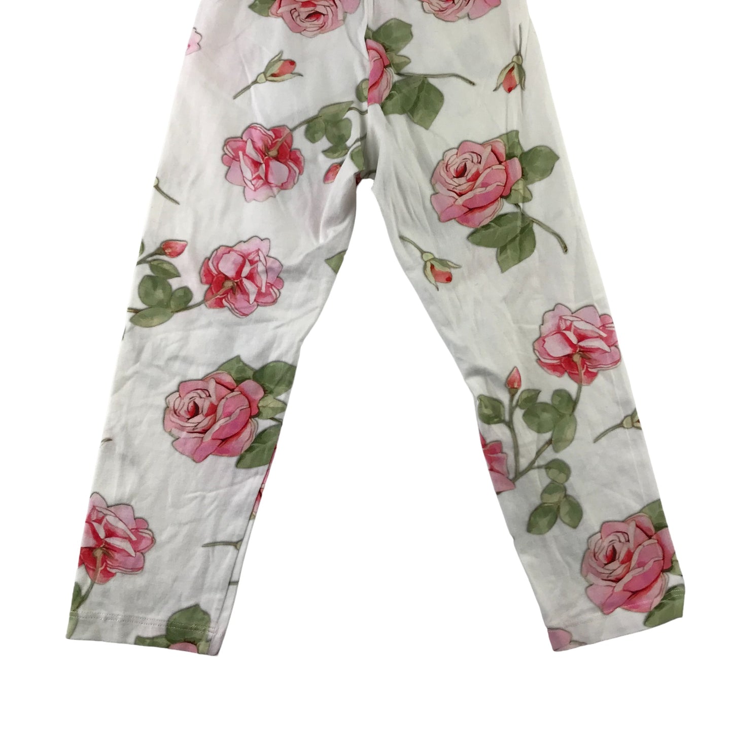 Monnalisa Leggings Age 8 White Pink Rose Floral Pattern
