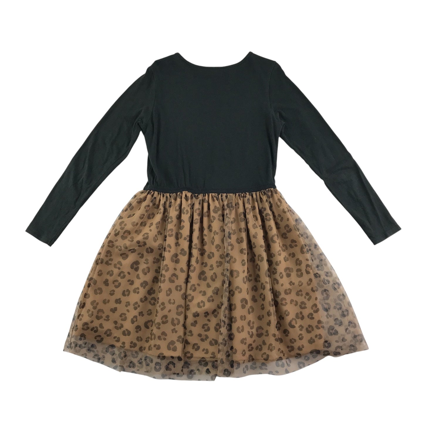 H&M Dress 9-10 years black t-shirt dress with animal tulle shirt