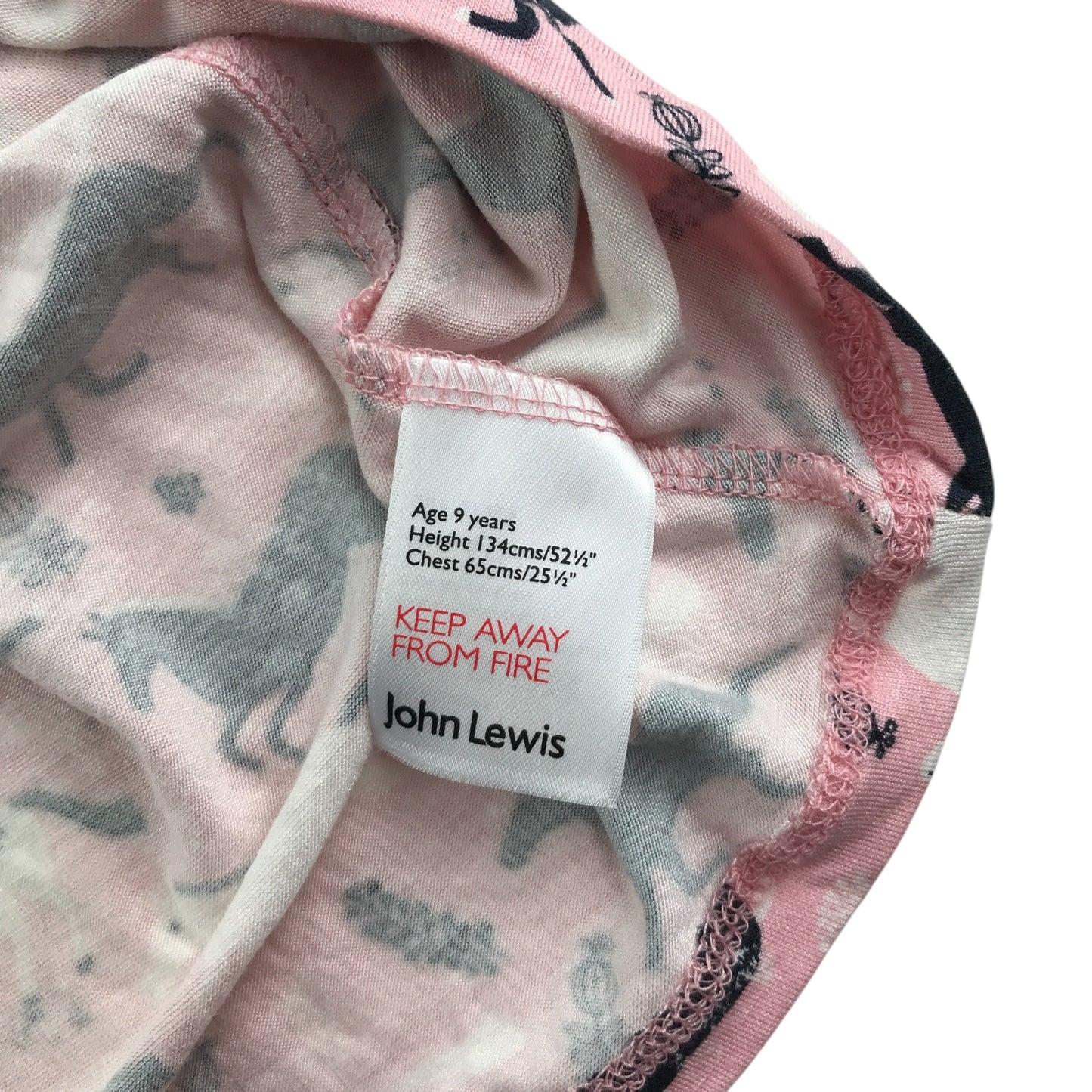 John Lewis Dress 8-9 years pink horse graphic design print