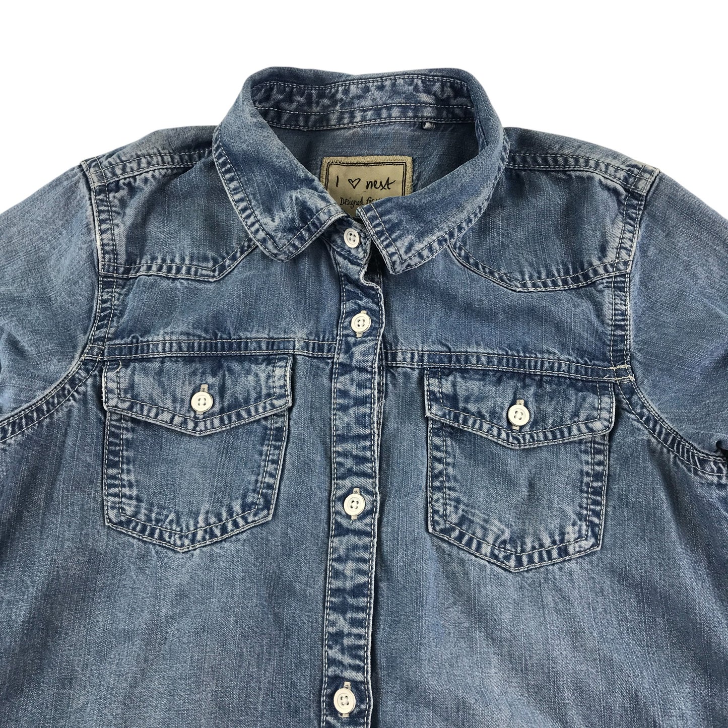 Next Dress 8-9 years blue long sleeve denim style button up lyocell