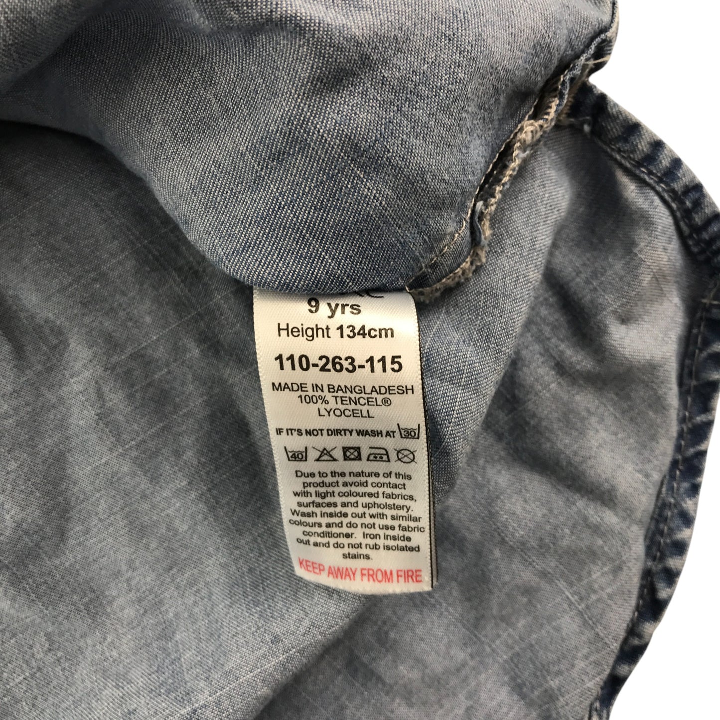 Next Dress 8-9 years blue long sleeve denim style button up lyocell