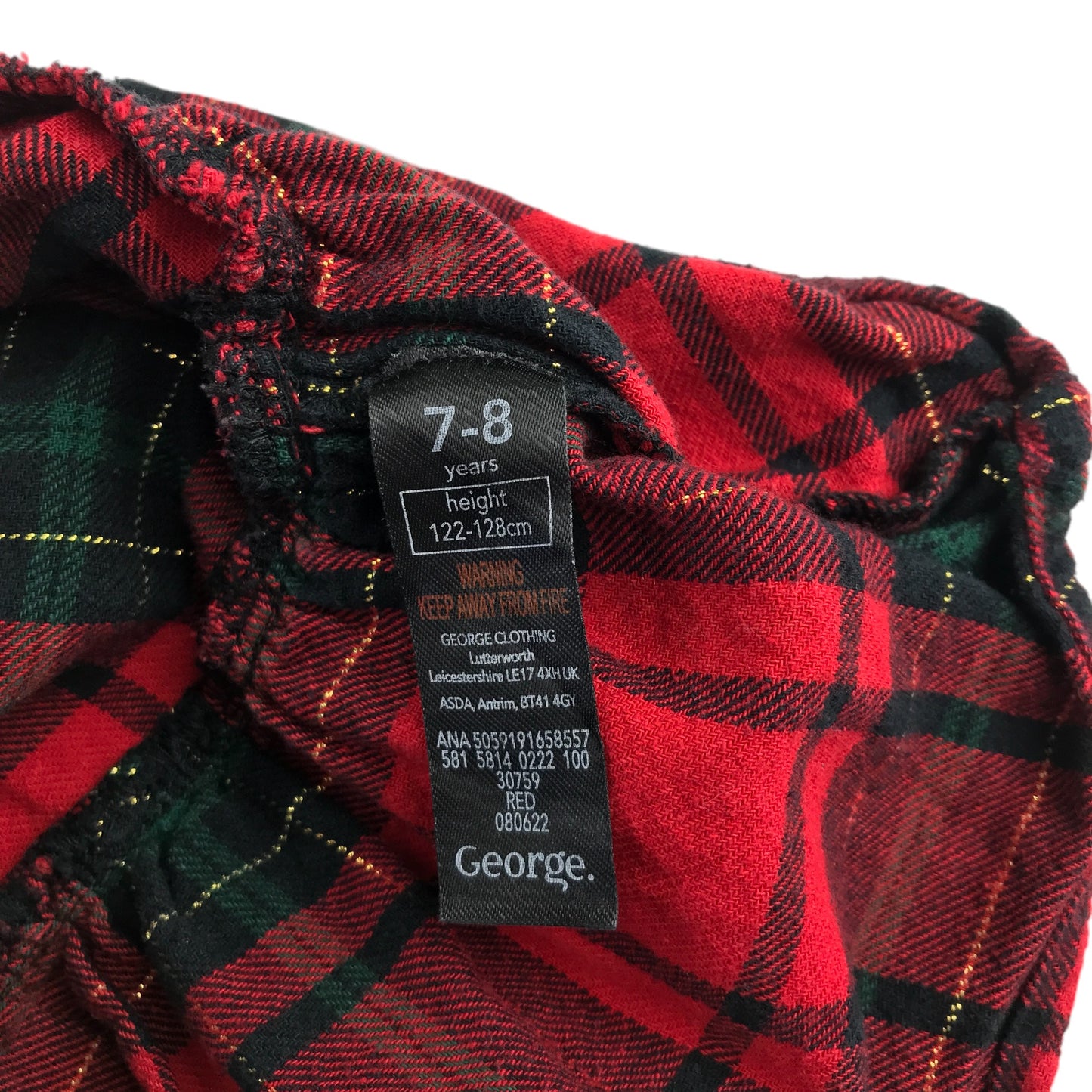 George Dress 7-8 years red long sleeve tartan button up