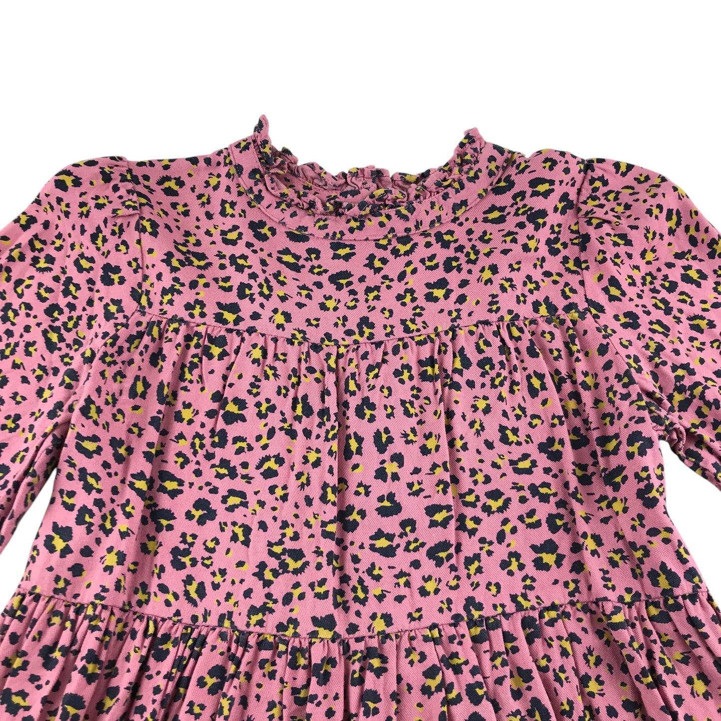 M&S Dress 7-8 years pink long sleeve leopard print