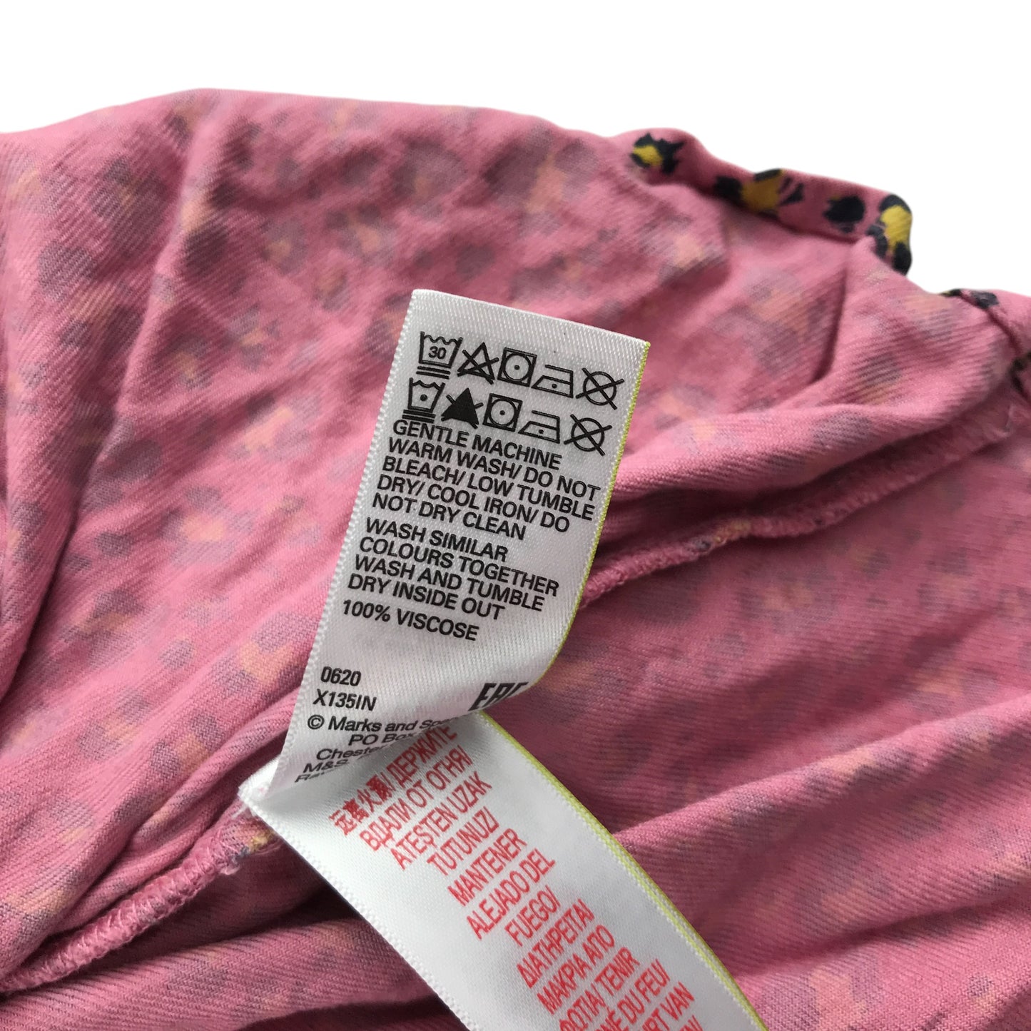 M&S Dress 7-8 years pink long sleeve leopard print