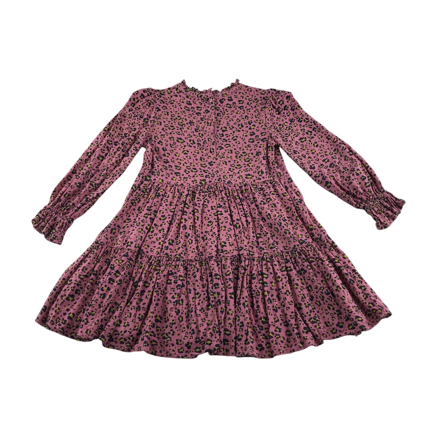 M&S Dress 7-8 years pink long sleeve leopard print