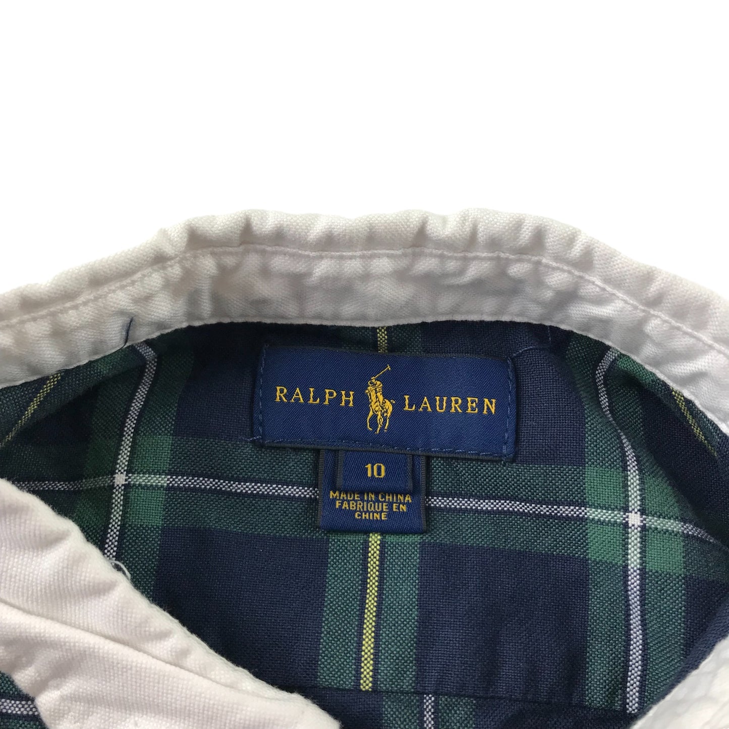 Ralph Lauren Dress Age 10 Navy and Green Checked Shirt Collars Long Sleeve Layered skirt