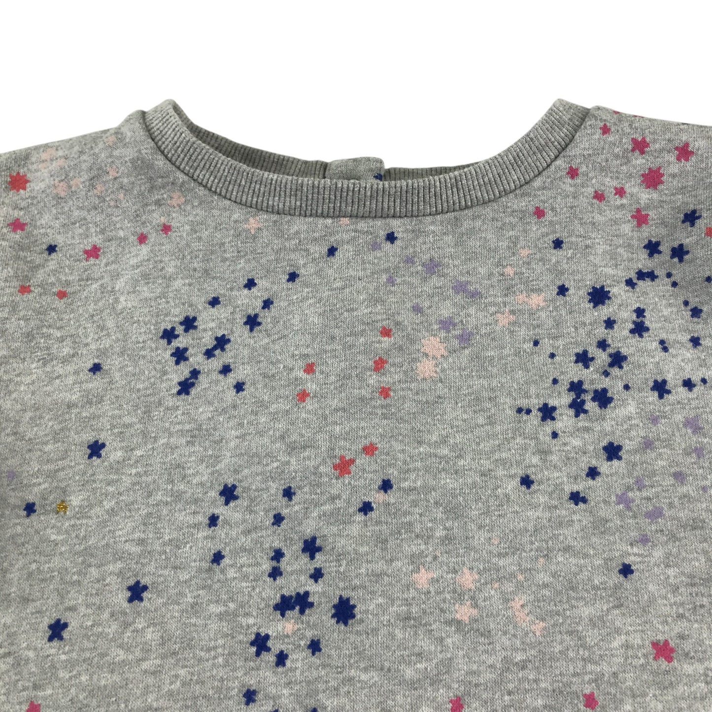 M&S dress 6-7 years grey marl long sleeve with stars and sequins print
