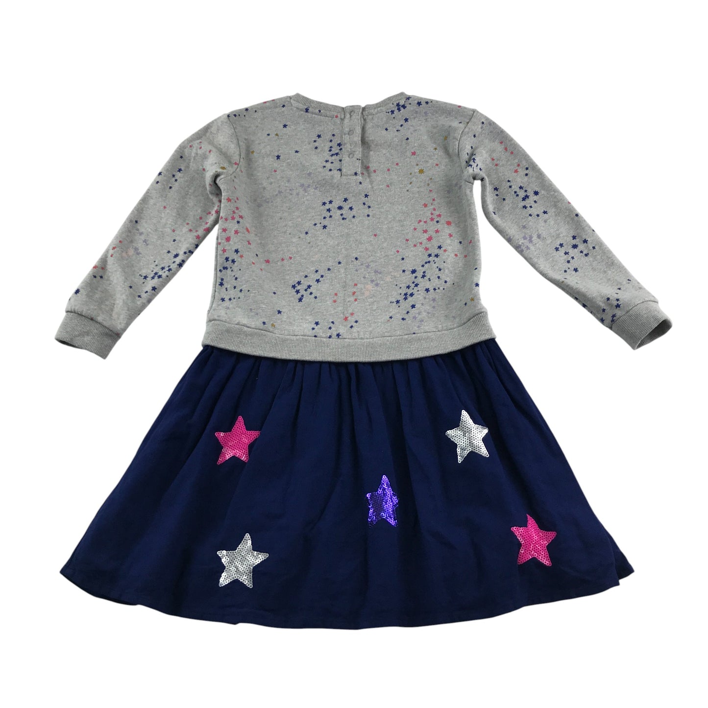 M&S dress 6-7 years grey marl long sleeve with stars and sequins print