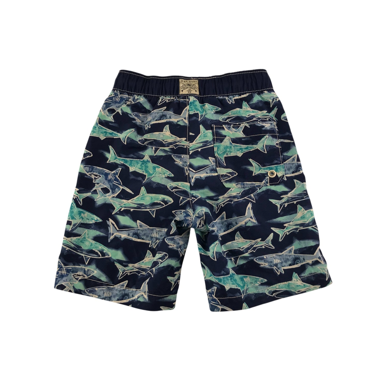 GAP swim trunks 6-7 years navy blue sharks print pattern shorts