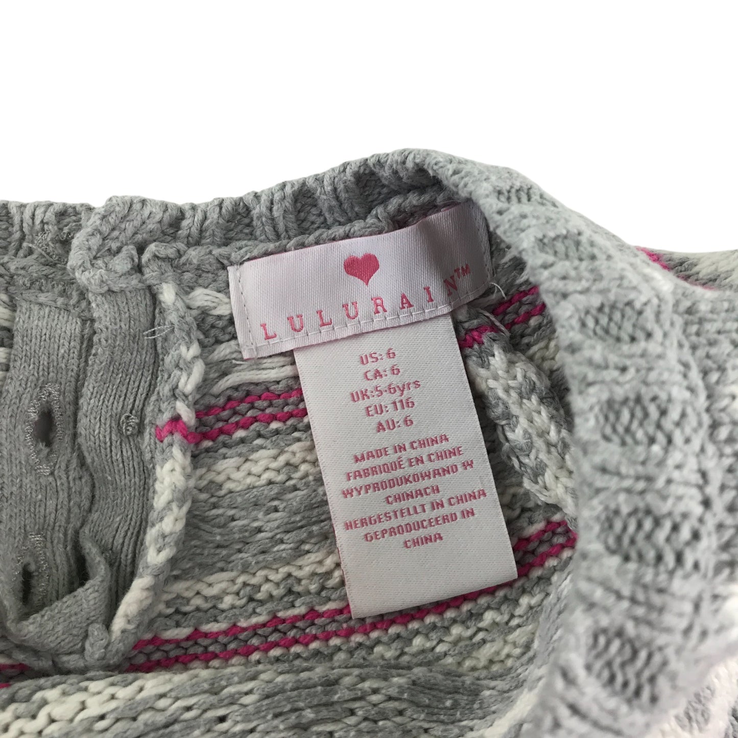 Lulurain dress 5-6 years grey long sleeve knitwear winter pattern