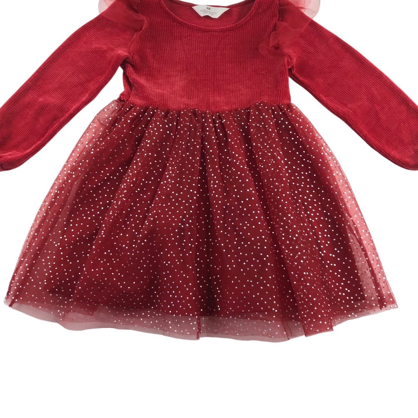 H&M dress 5-6 years red long sleeve top with tulle glittery skirt