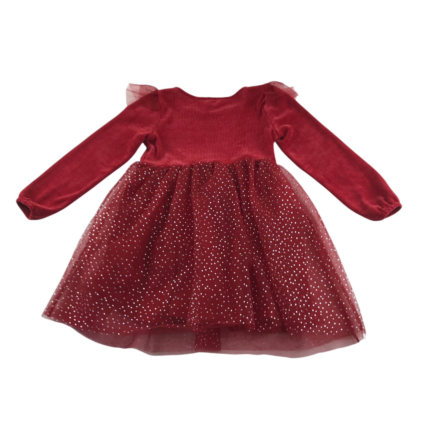 H&M dress 5-6 years red long sleeve top with tulle glittery skirt