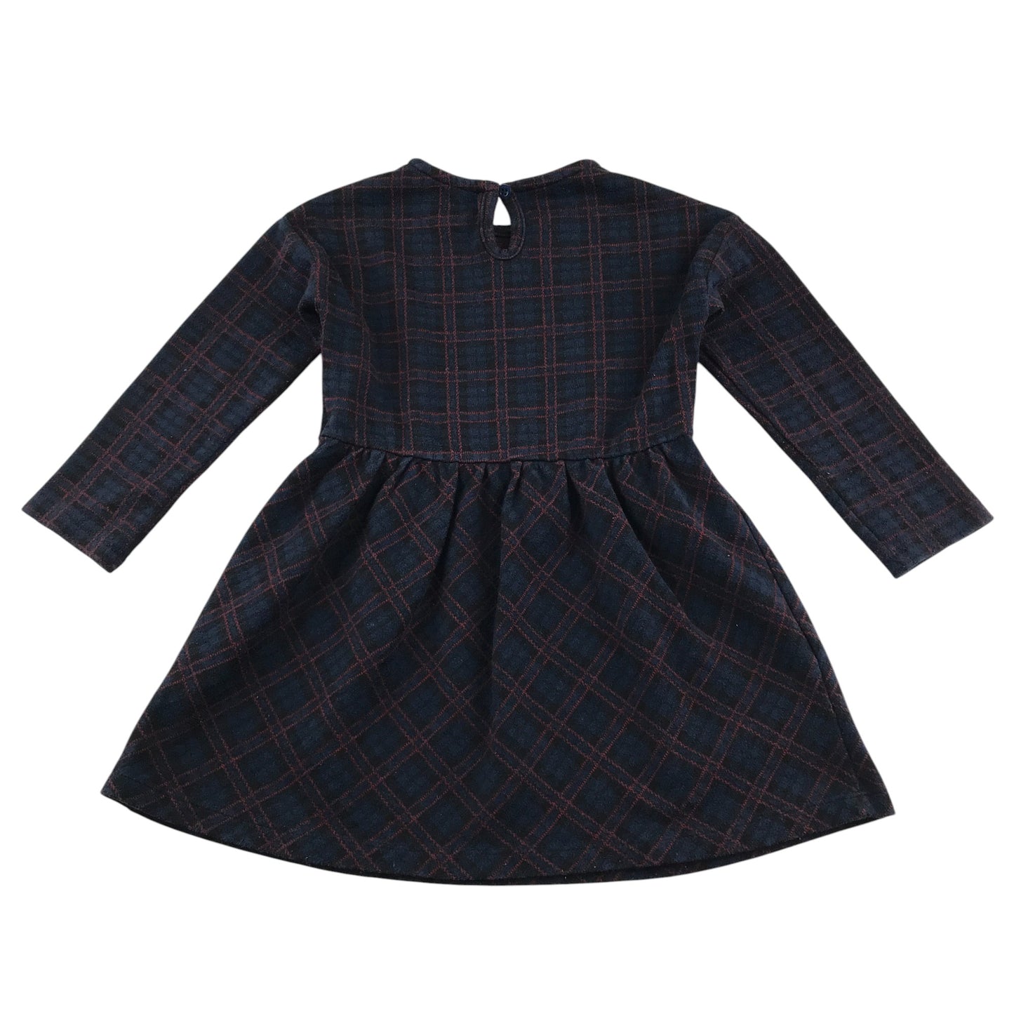 MNG dress 4-5 years navy with red checked pattern long sleeve