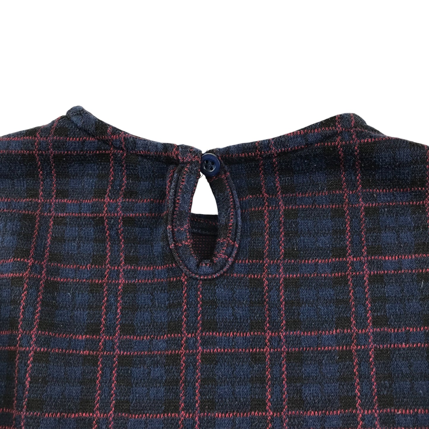 MNG dress 4-5 years navy with red checked pattern long sleeve
