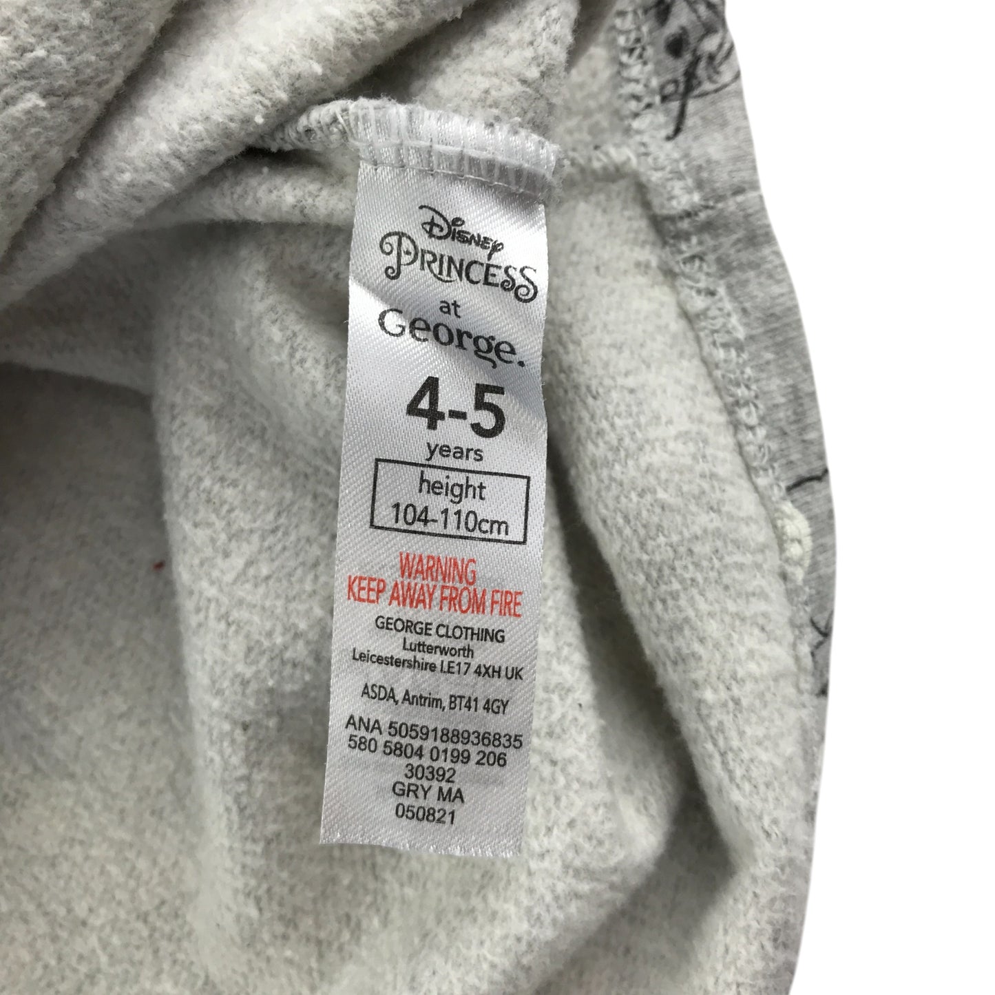 George dress 4-5 years grey Disney Princess graphic print long sleeve