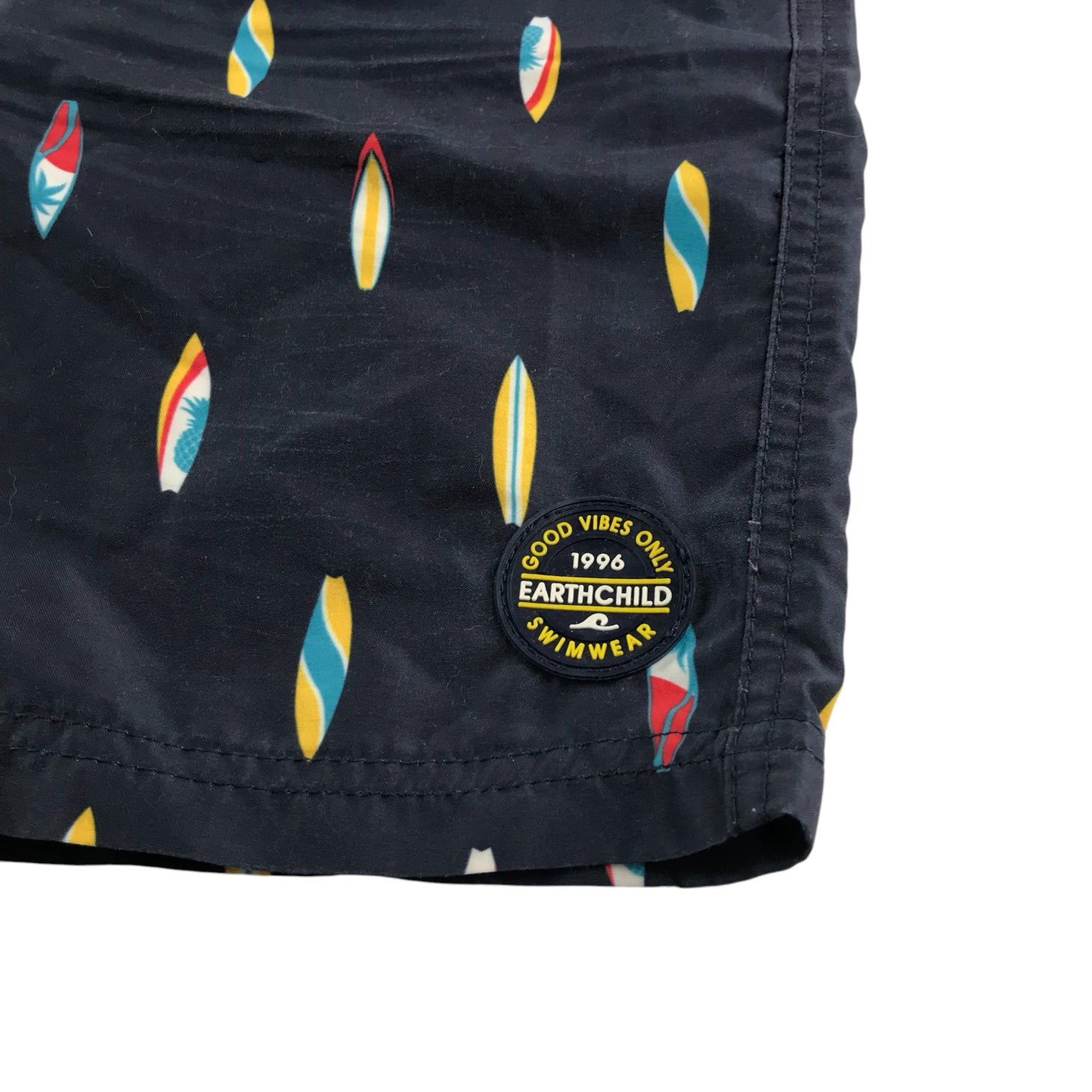 Earthchild swim trunks 9-10 years navy blue surf board print shorts