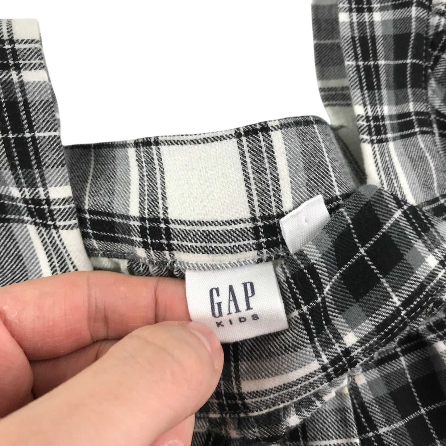 GAP dress 4-5 years black and white checked pattern with long sleeves cotton