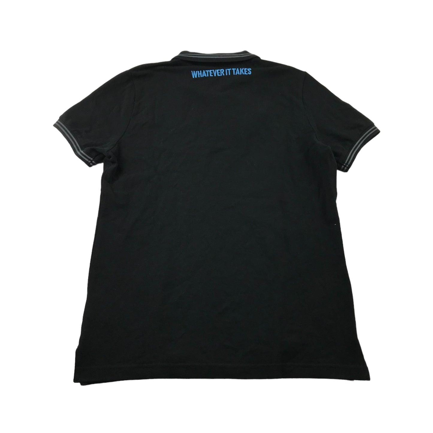 Macron Glasgow Warriors Rugby Polo Shirt Womens Size 12 Black Button Up Neck Short Sleeve Cotton