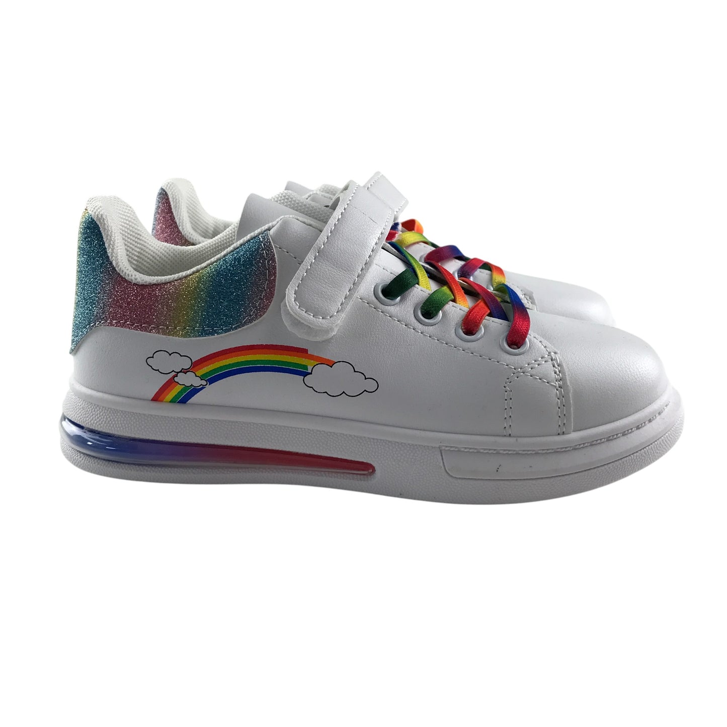 Daodan Chaoren trainers shoe size 2 white fun multicoloured rainbow and glittery design
