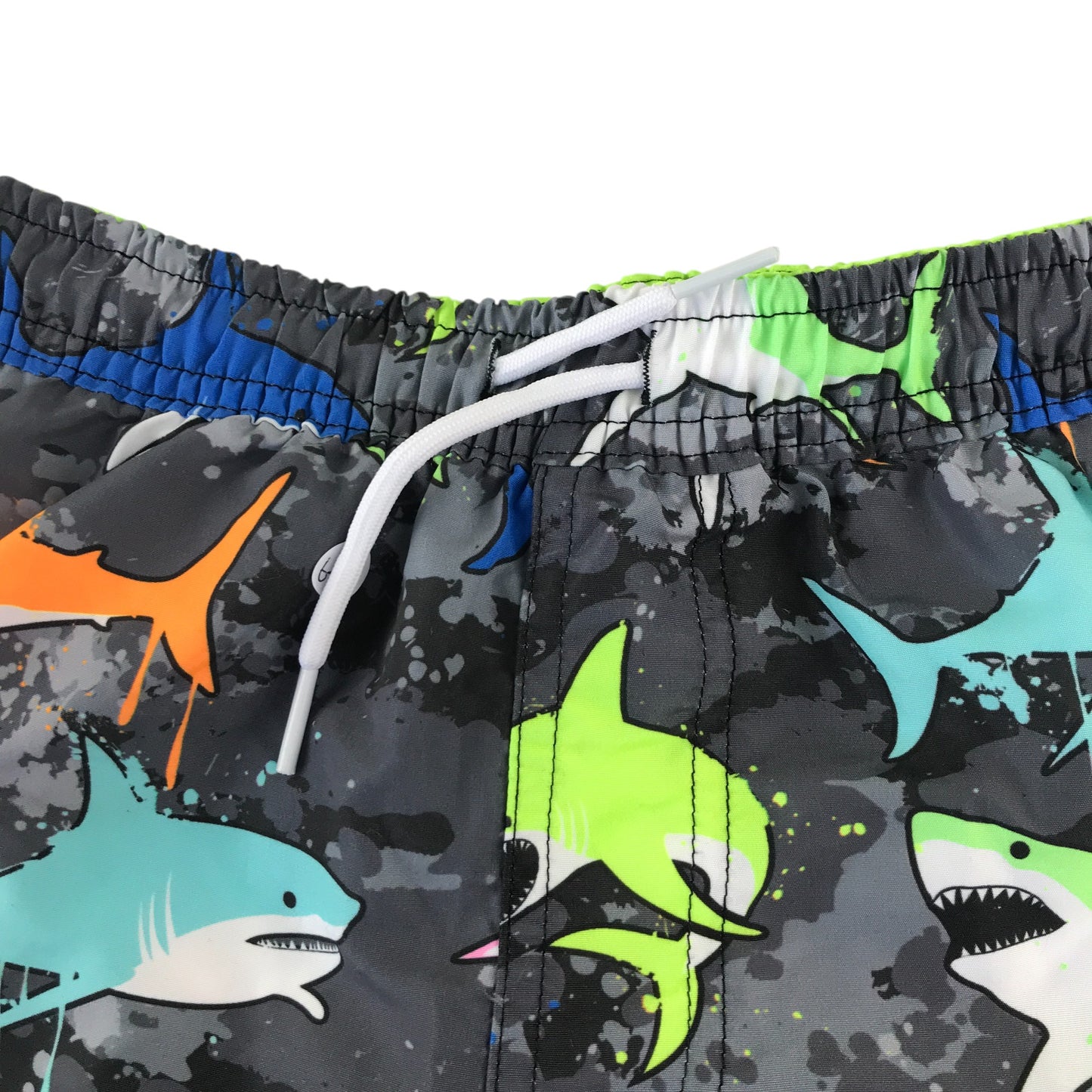 Matalan swim trunks 6-7 years grey colourful shark print graphic design