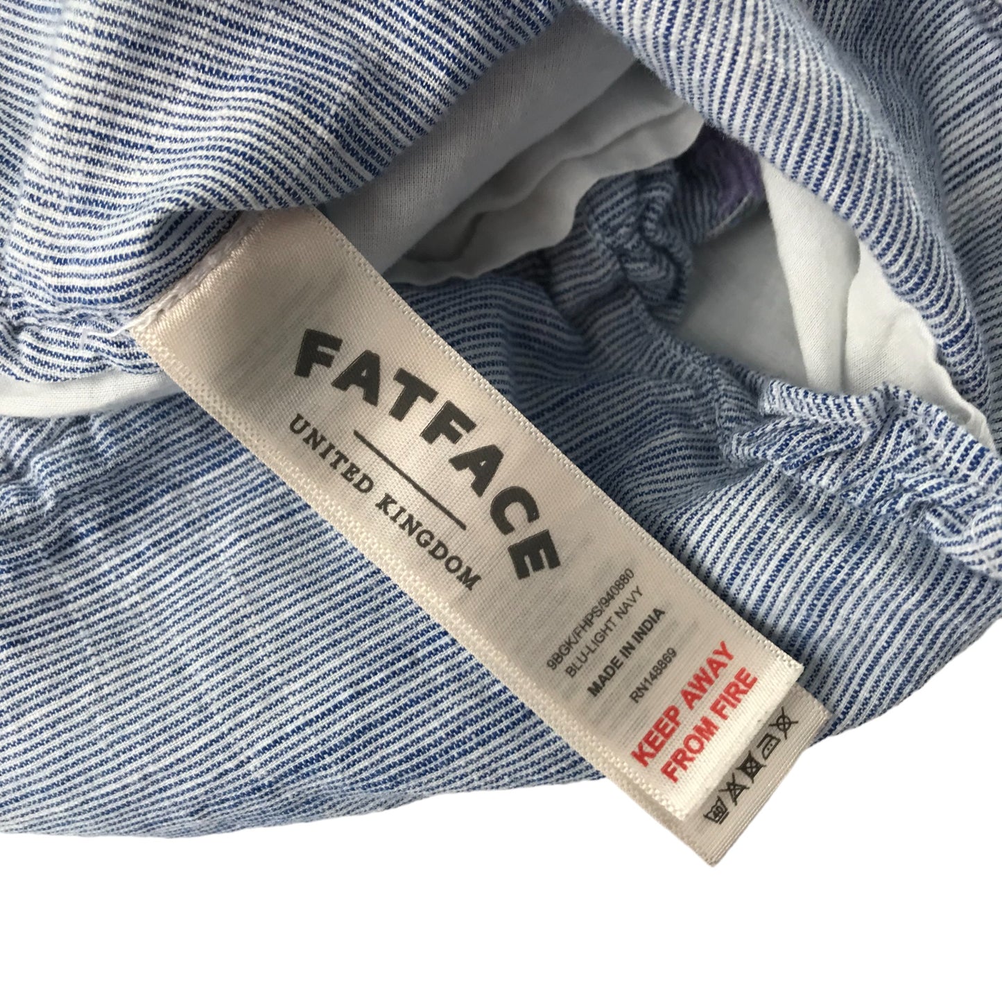 Fatface blouse 6-7 years blue and white stripy long sleeve embroidered cotton