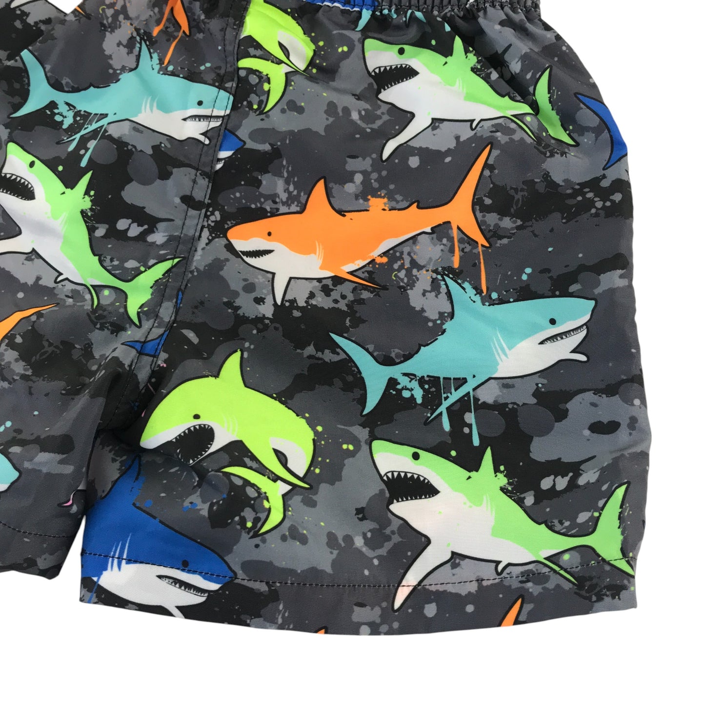 Matalan swim trunks 6-7 years grey colourful shark print graphic design