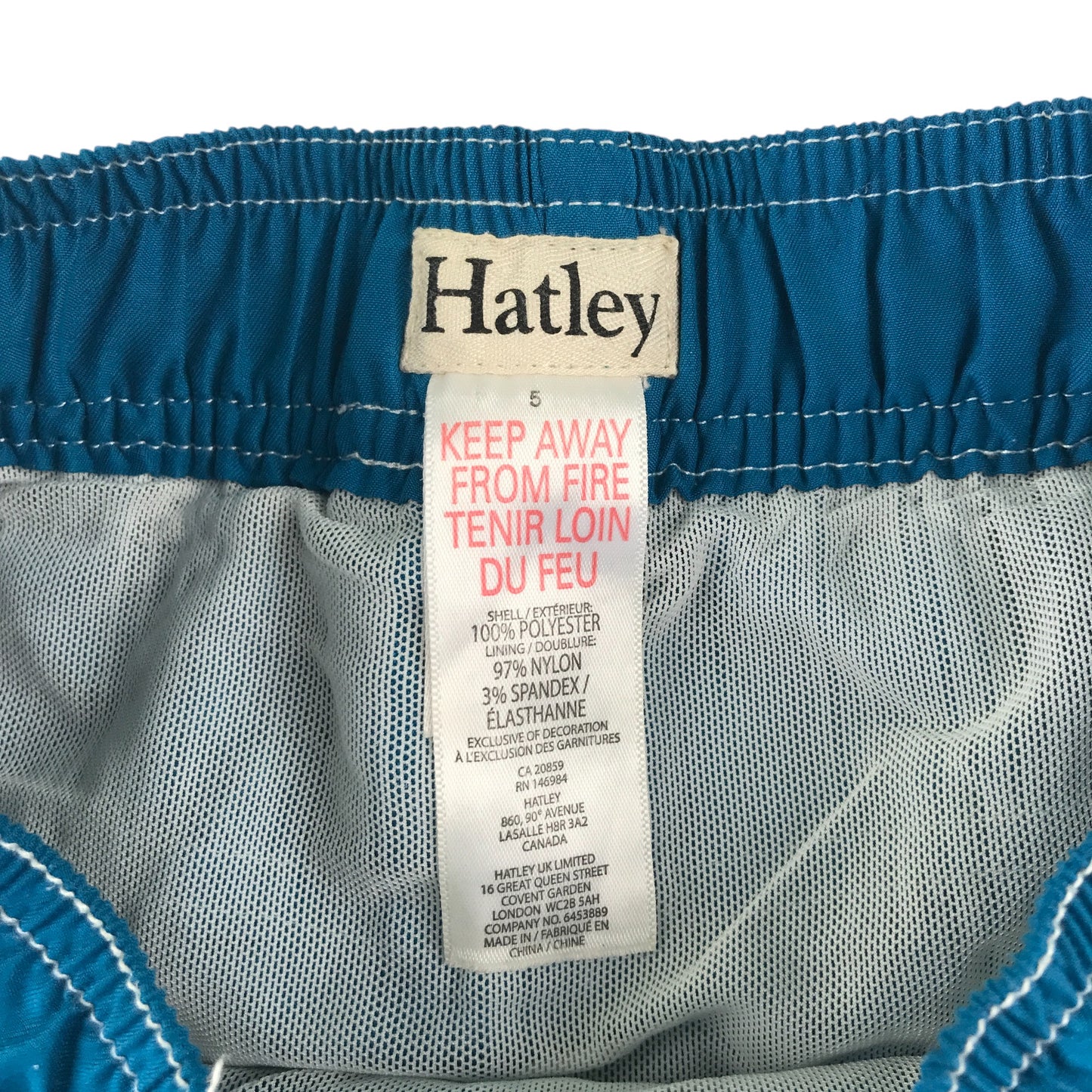 Hatley swim trunks 4-5 years blue shark graphic with pocket