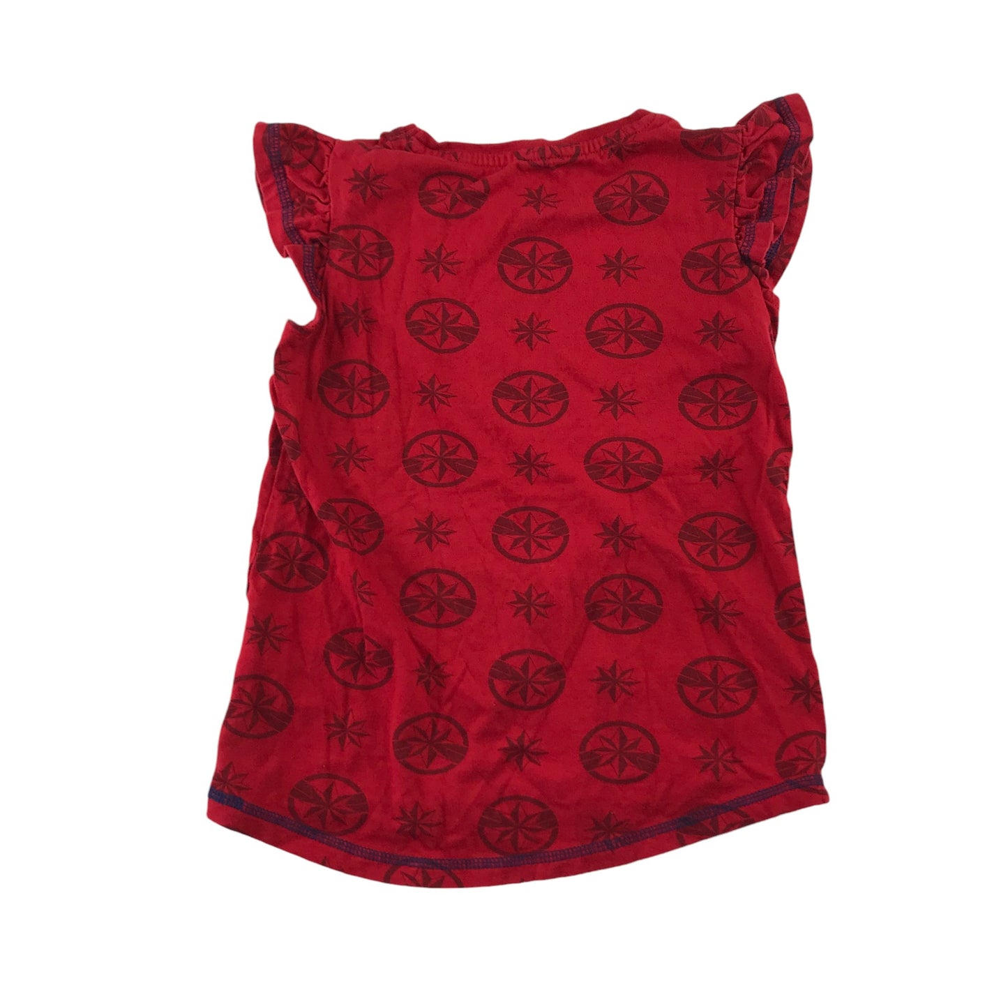 Character Captain Marvel 6-7 Years Red Logo Graphic Print Cotton