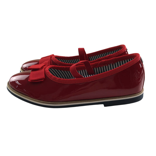 Petit Bateau mary janes shoe size 12.5 junior red leather ballerina style with strap