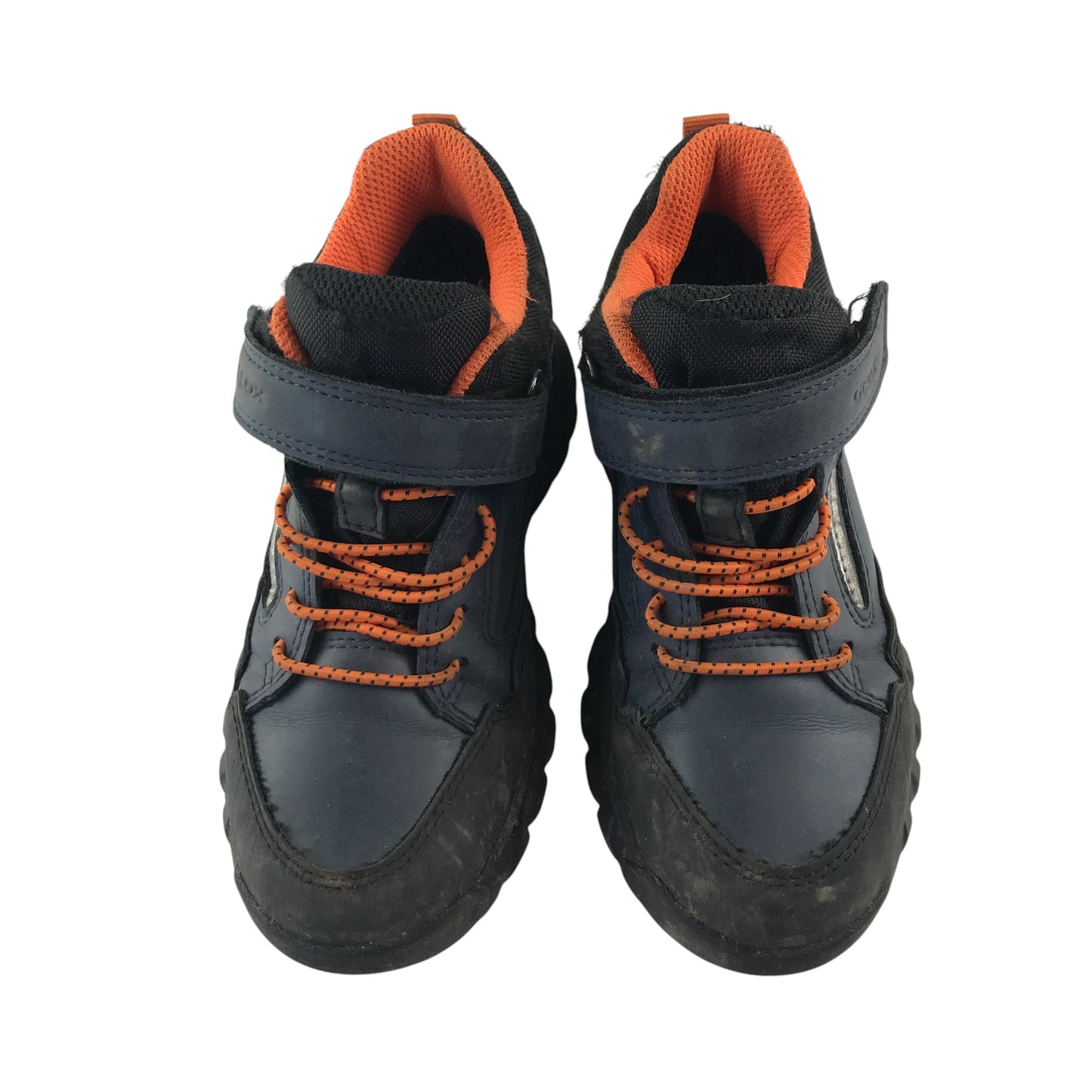 Geox hiking shoe size 11 junior blue and black with orange laces waterproof