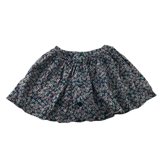 John Lewis Skirt Age 5 Teal Button Front Flower Print