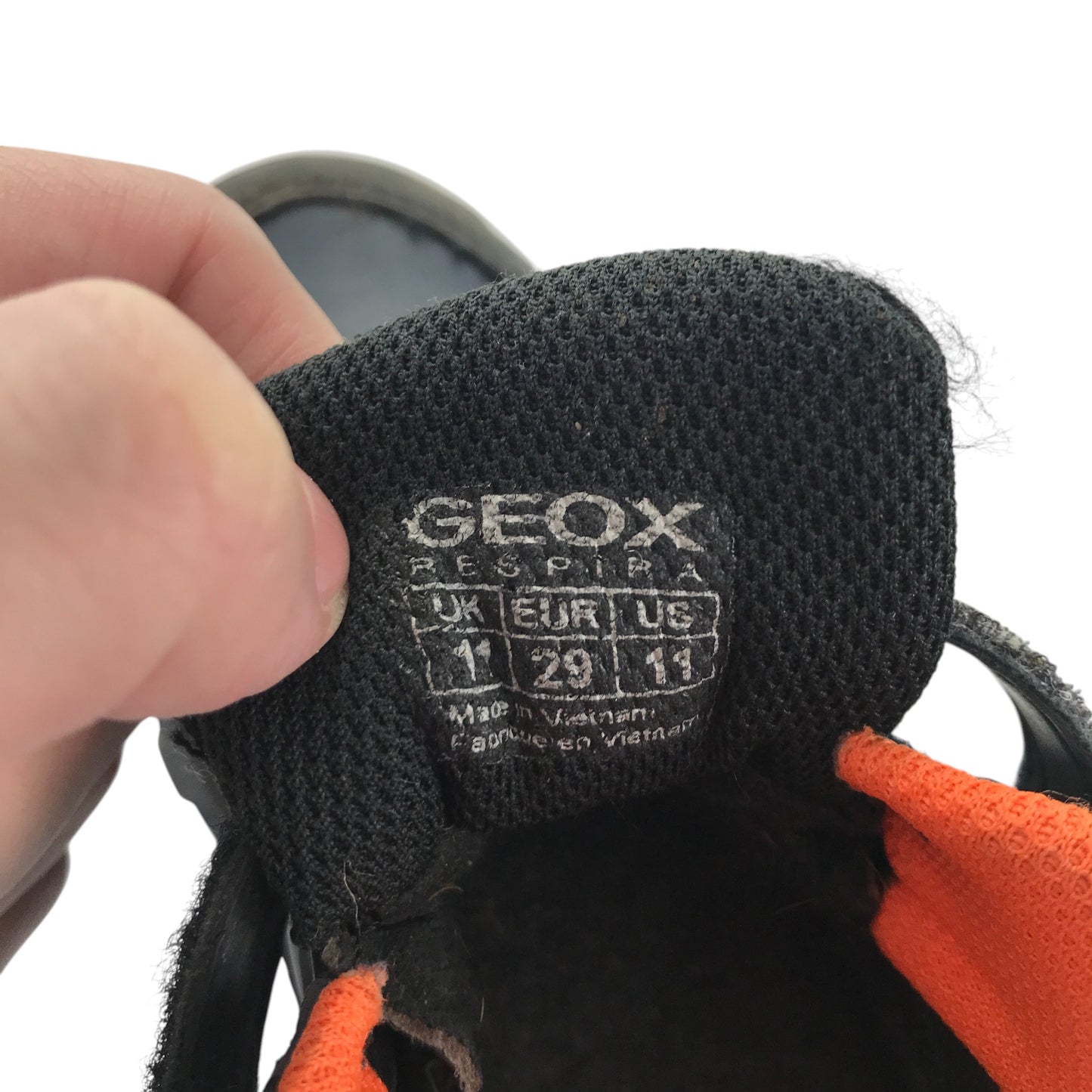 Geox hiking shoe size 11 junior blue and black with orange laces waterproof