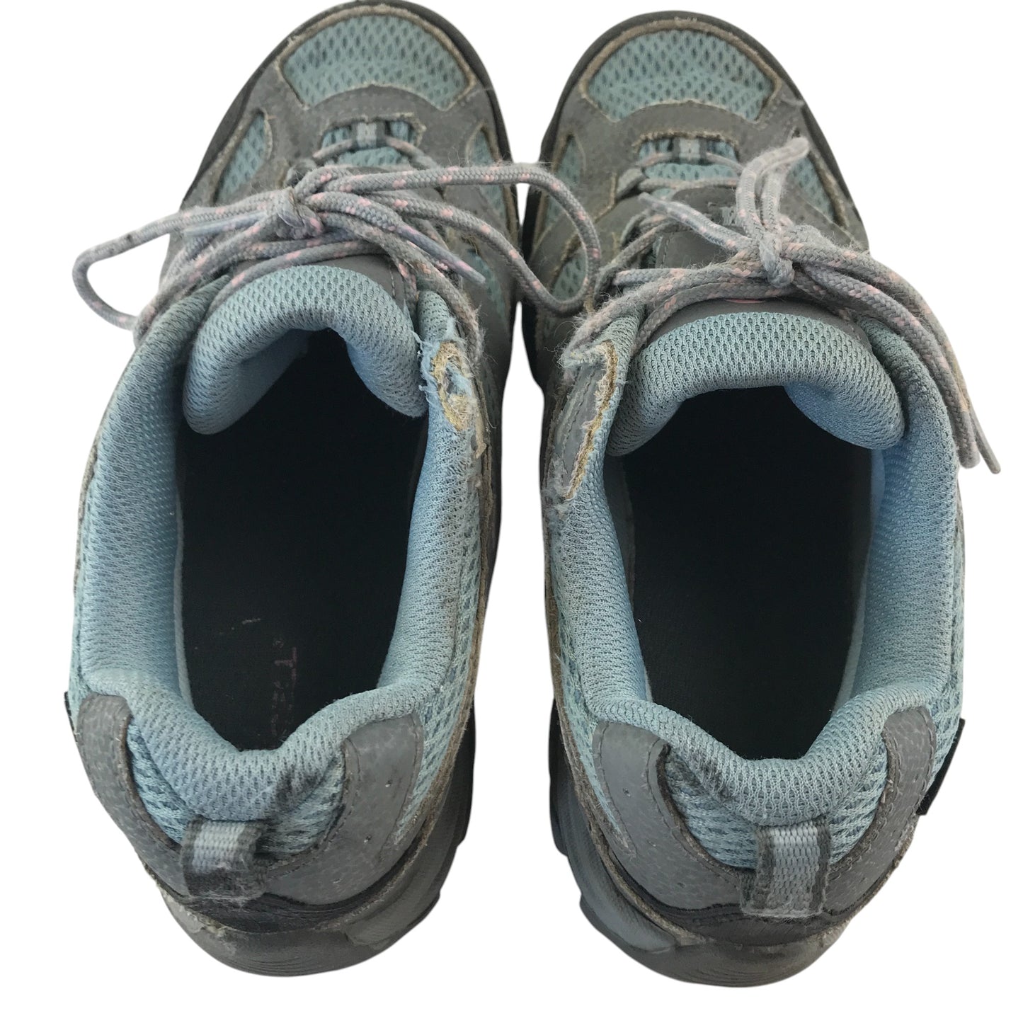 Merrell hiking shoe size 5 grey and light blue mesh waterproof