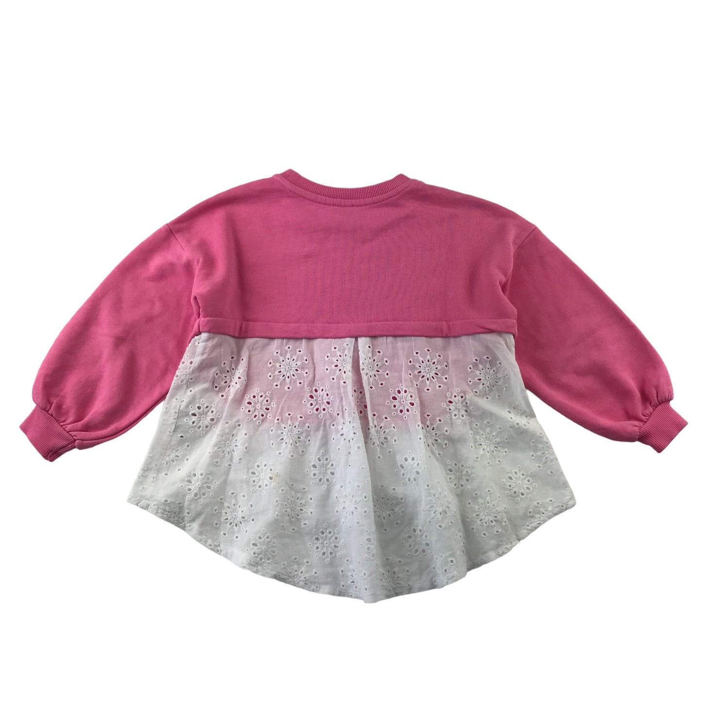 River Island sweater 5-6 years pink baggy arms cropped with white floral underlayer