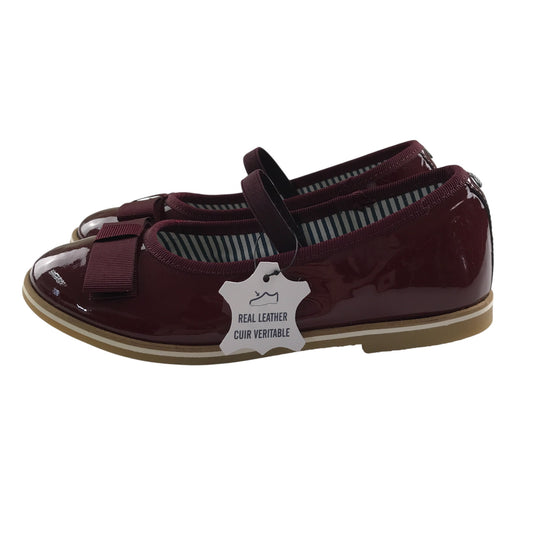 Petit Bateau mary janes shoe size 13 junior burgundy leather ballerina style with strap